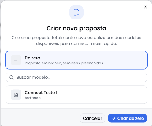 Tela de criação de nova proposta